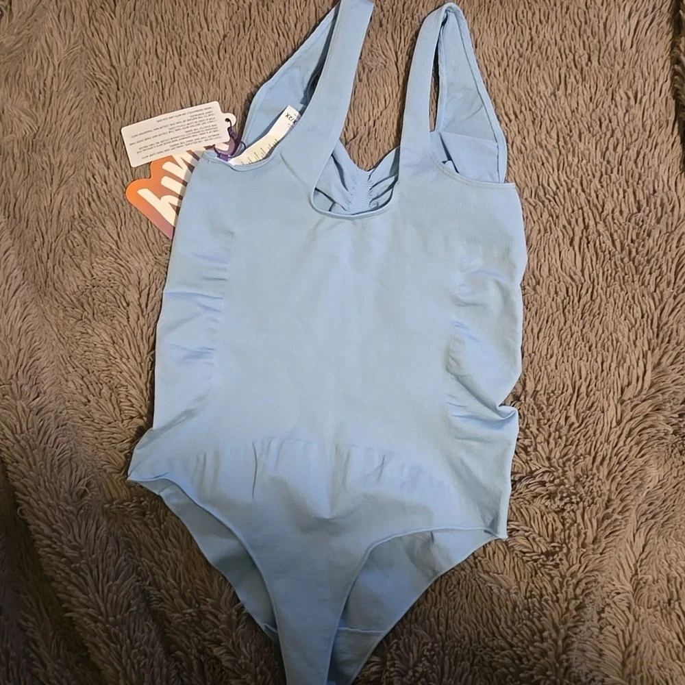 Yitty Light Blue Nearly Naked Shaping Thong Bodysuit 1X-2X - Picture 4 of 5
